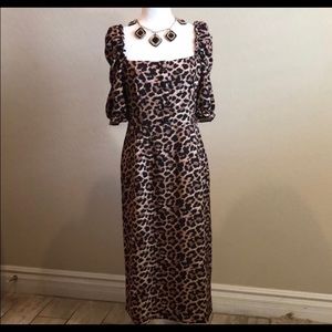 Zara Basic Leopard Midi Dress